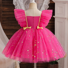 Vintage Girl Party Dress Baby 1st Birthday Baptism Vestido Embroidery Floral Bow Tutu Gown Girls Princess Wedding Evening Dress