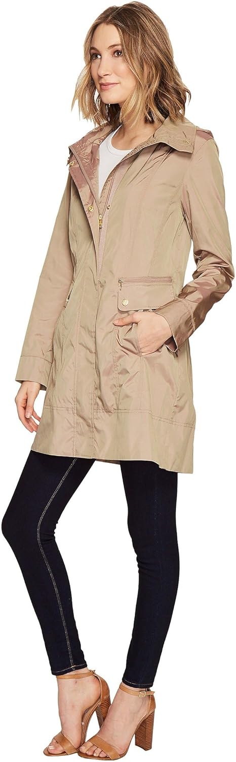 Cole Haan Women's Back Bow Packable Hooded Rain Jacket