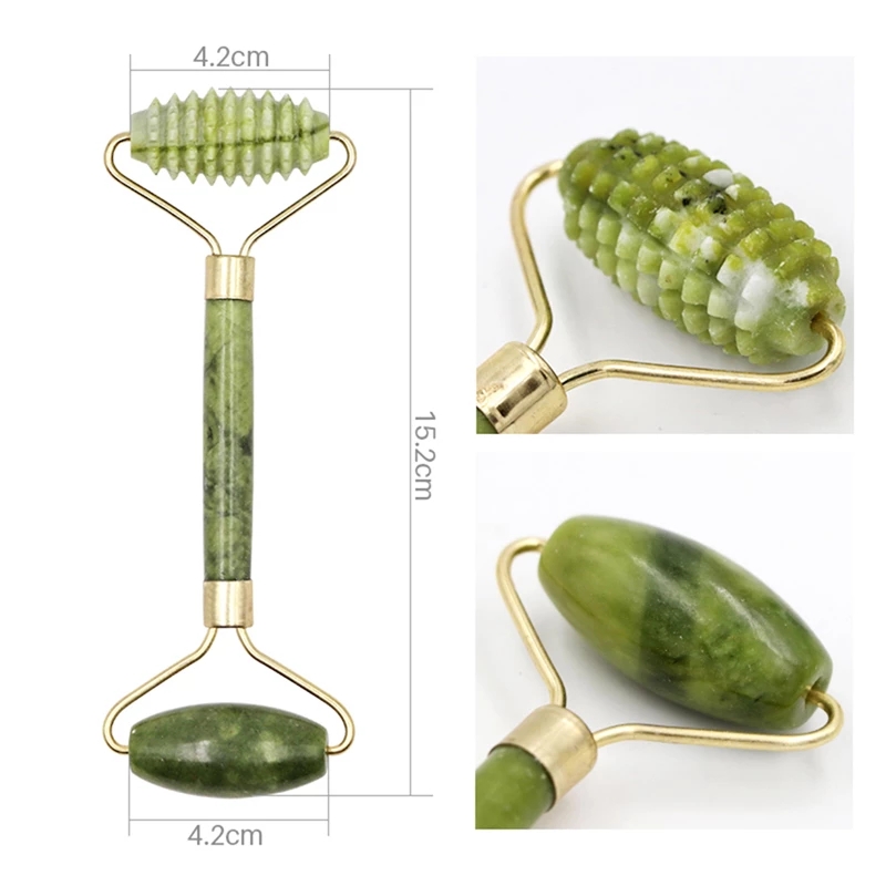 Face Roller Facial Massager Serrate Double-Head Jade Massage Roller Eyes Fade Wrinkles Firming Lifting Beauty Tool For Women