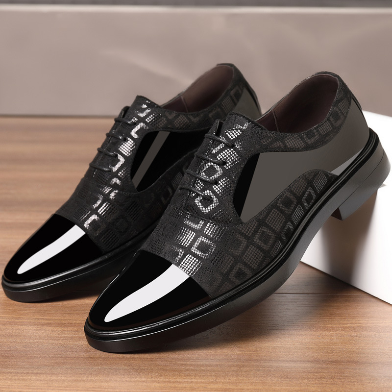 Cross border men's shoes, versatile for men, spring and autumn business attire, bright face soft sole trend, casual leather shoe