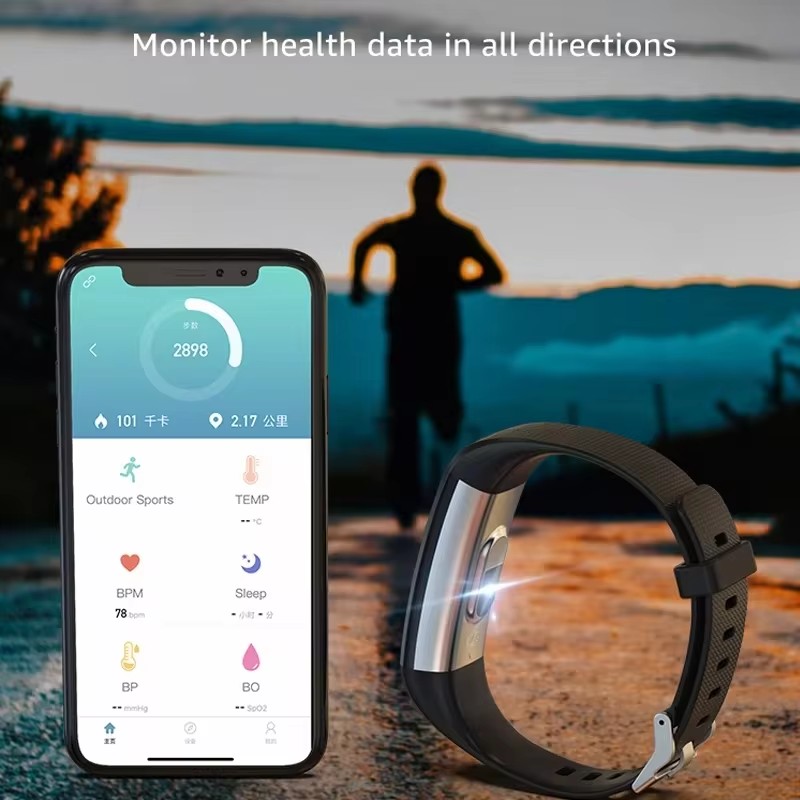 Men's Sports Wristbands Women Bracelet Temperature Measurement Blood Pressure Fitness Heart Rate Pedometer Smart Bracelet Watch