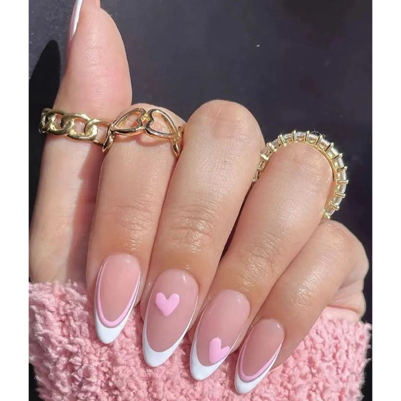 24PCS False Nail Artificial Tips Set Full Cover for Designed Fake Nails Short Long Press On Nails Art Tips With Sticker Tools