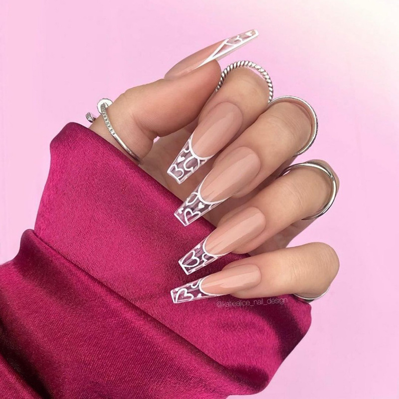 24PCS False Nail Artificial Tips Set Full Cover for Designed Fake Nails Short Long Press On Nails Art Tips With Sticker Tools