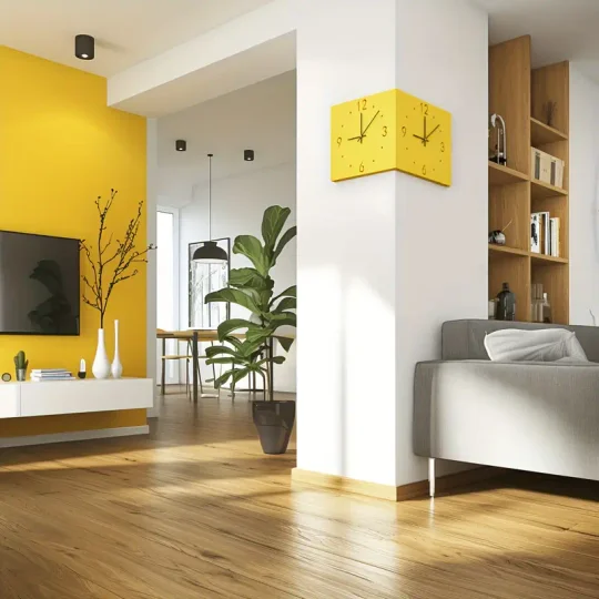 Modern Dual-Sided Luminous Corner Wall Clock with Voice & Light Sensor