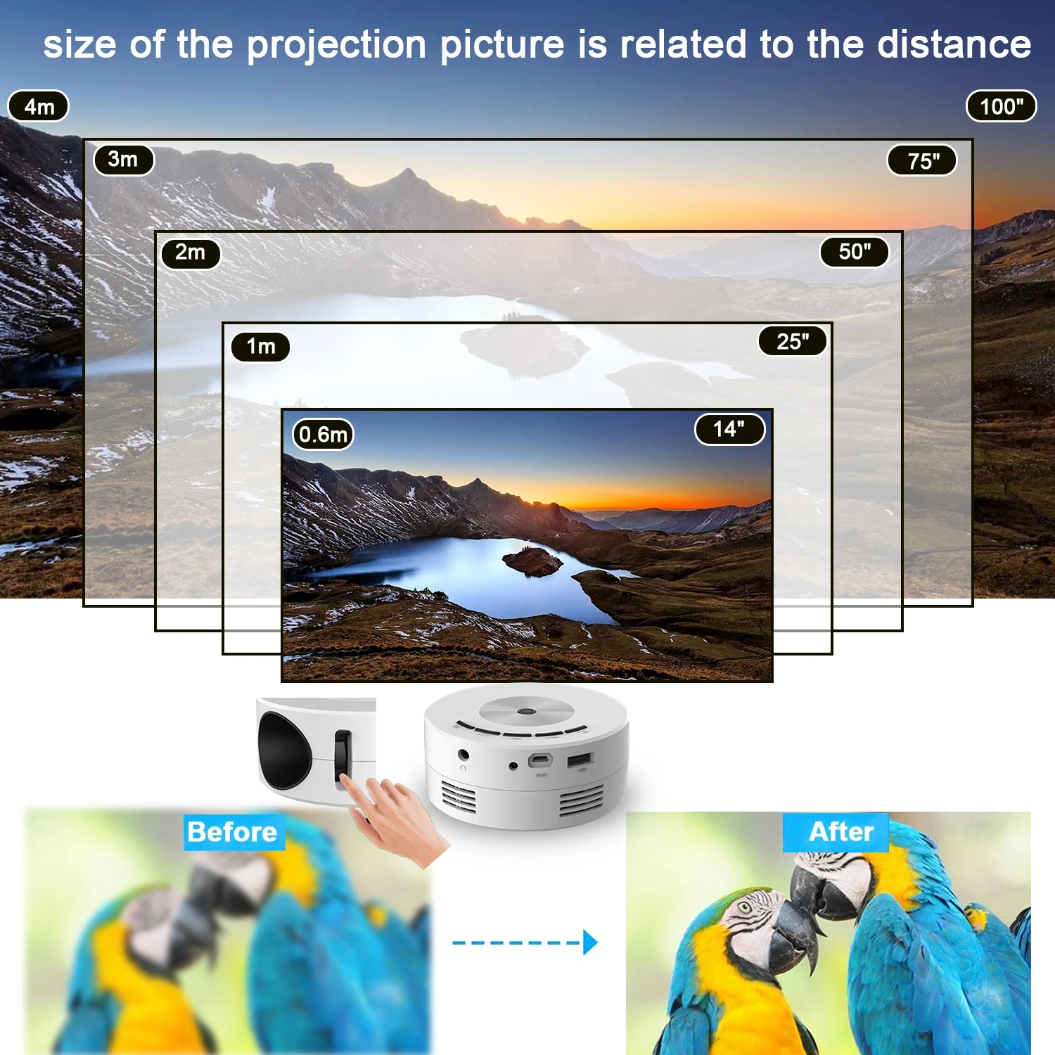 YT200 home projector small portable mini portable small mobile phone projector