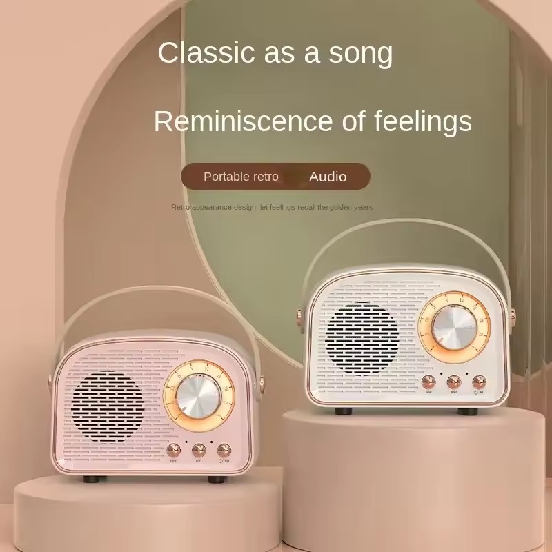 Retro mini Bluetooth speaker, classical music player, stereo sound, portable decorative speaker, home music player