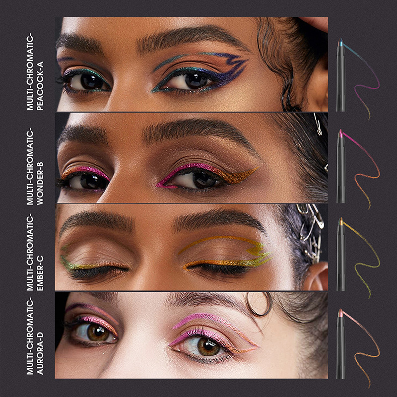 Aurora Chameleon Eyeliner Gel Pen 2In1 Lasting MultiChrome Peacock Galaxy Chrome Waterproof Highlights Eye Makeup Liner Pigments