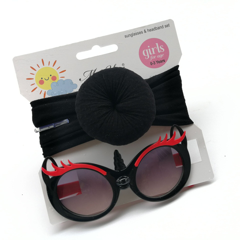New Children's Hairband Sunglasses Set Donut Hairband Glasses Two-piece Set Anti-Purple Line Sunglasses