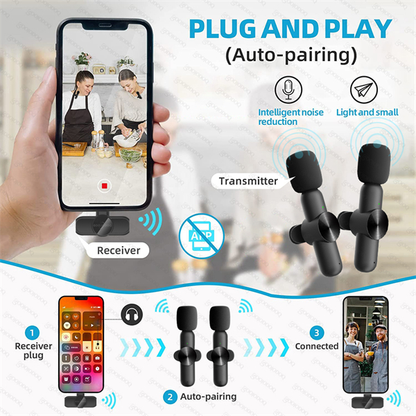 iPhone Android Wireless Lavalier Microphone Portable Audio Video Recording Mini Mic for iPhone Android Phone Microfonoe