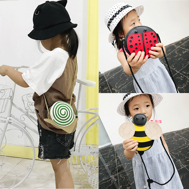 Cute Cartoon Messenger Bags for Toddler Baby Children Kids Girls Princess Shoulder Bag Handbag Ladybug Bee Snails
