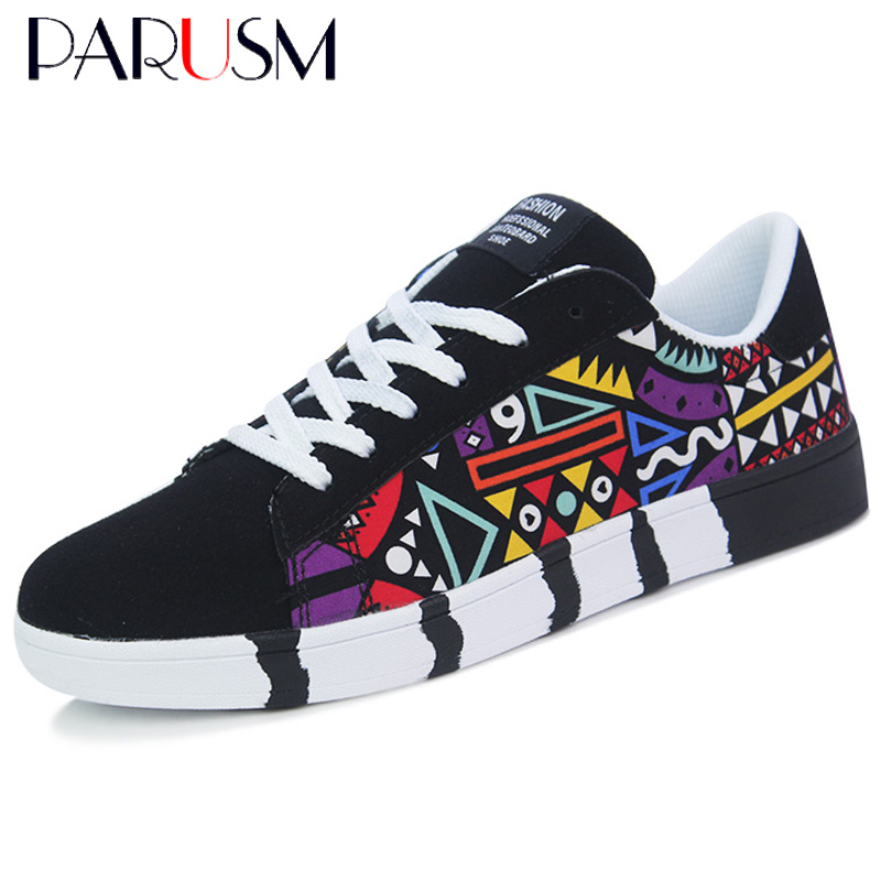 New men's sports shoes casual shoes men couple printing fashion flat shoes