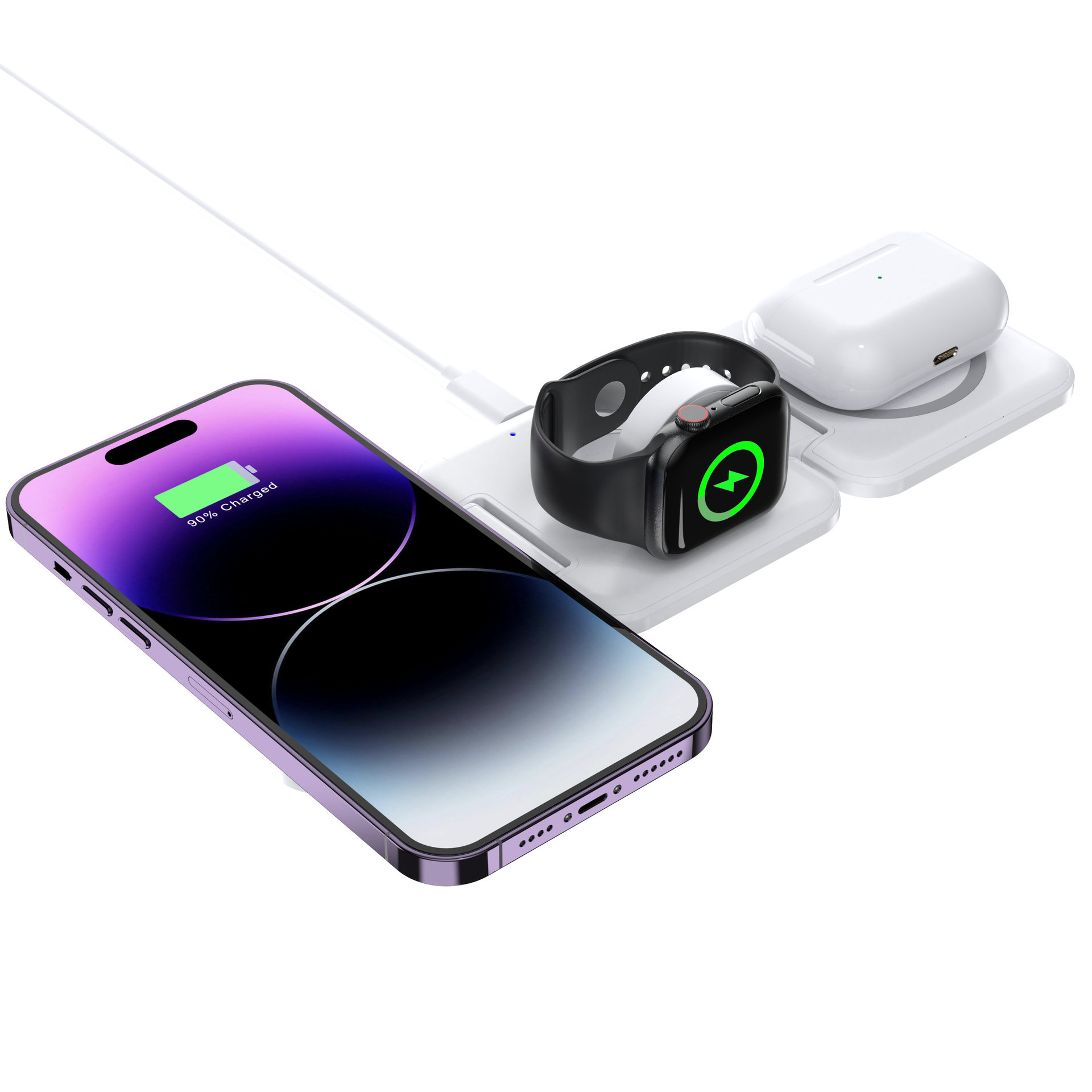 3 In 1 Magnetic Wireless Charger Pad Stand Foldable for iPhone 14 13 12 11 X Apple Watch AirPods 15W Fast Charging Dock Station