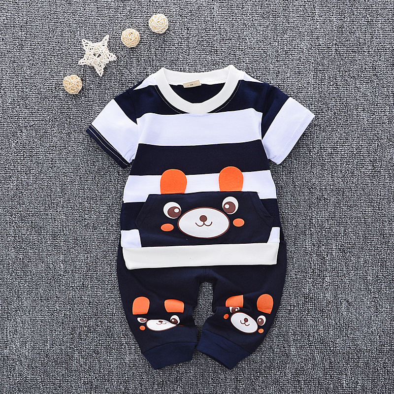 1-4 years old summer suit new cartoon bear short-sleeved t-shirt infant child summer clothes two-piece suit