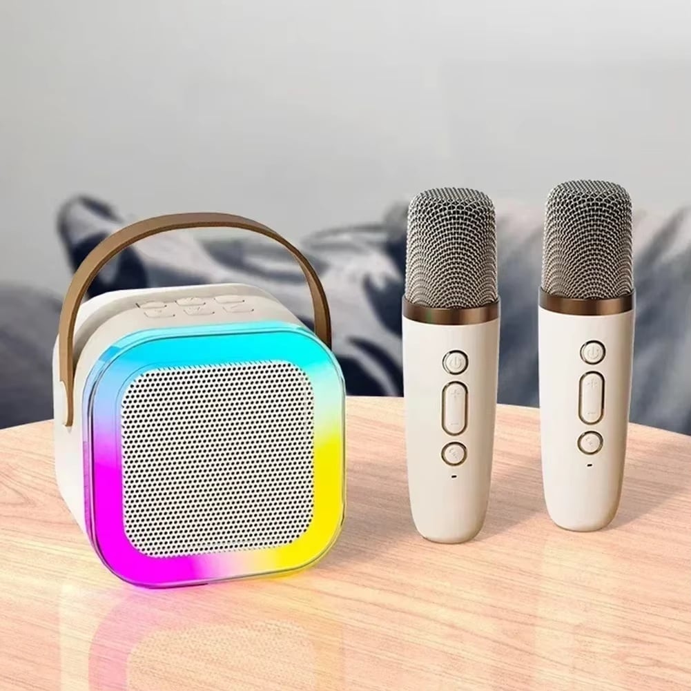 K12 Karaoke Machine Portable Bluetooth 5.3 PA Speaker System with 2 Wireless Microphones Home Family Singing Children's Gifts 
