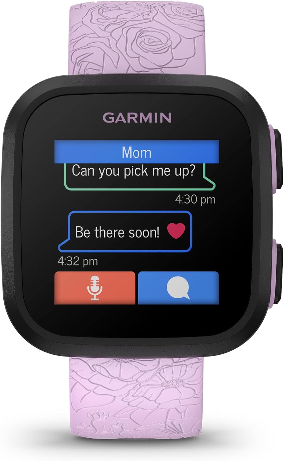 Garmin Bounce™, Kids Smartwatch, Two-Way Text and Voice Messaging, Location Tracking, Lilac Floral