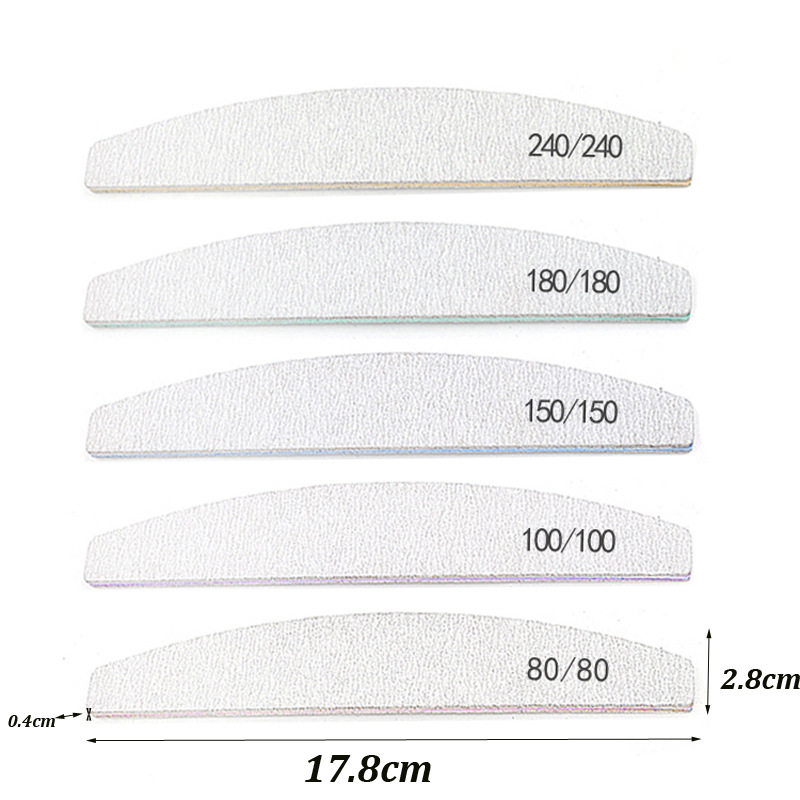 5pcs Nail File 100/180 Sandpaper Strong Thick Nail Files Sanding Half Moon Lime nail accessories and Tools