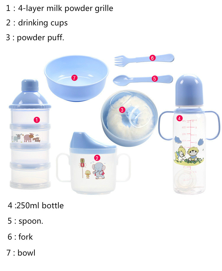 7pcs/set Baby Food Feeding Kit Bottle Teether Pacifier Bottle Storage Box Bottle Clip Tool Set Bottle Feeding Gifts For Child