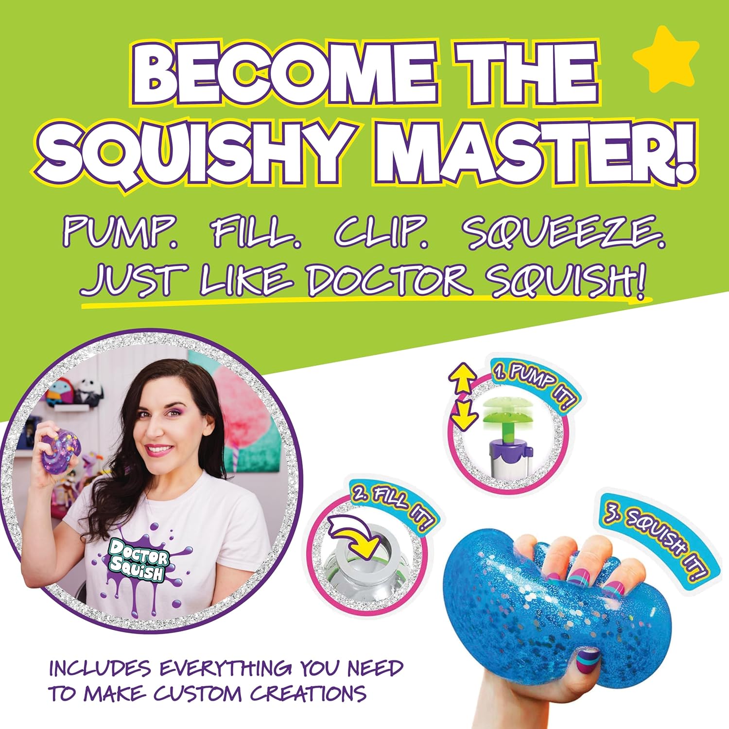 Doctor Squish Squishy Maker Station | DIY Make Your Squishies Kit | All Inclusive with Sparkles & Slime Powder | Ages 8 & Up