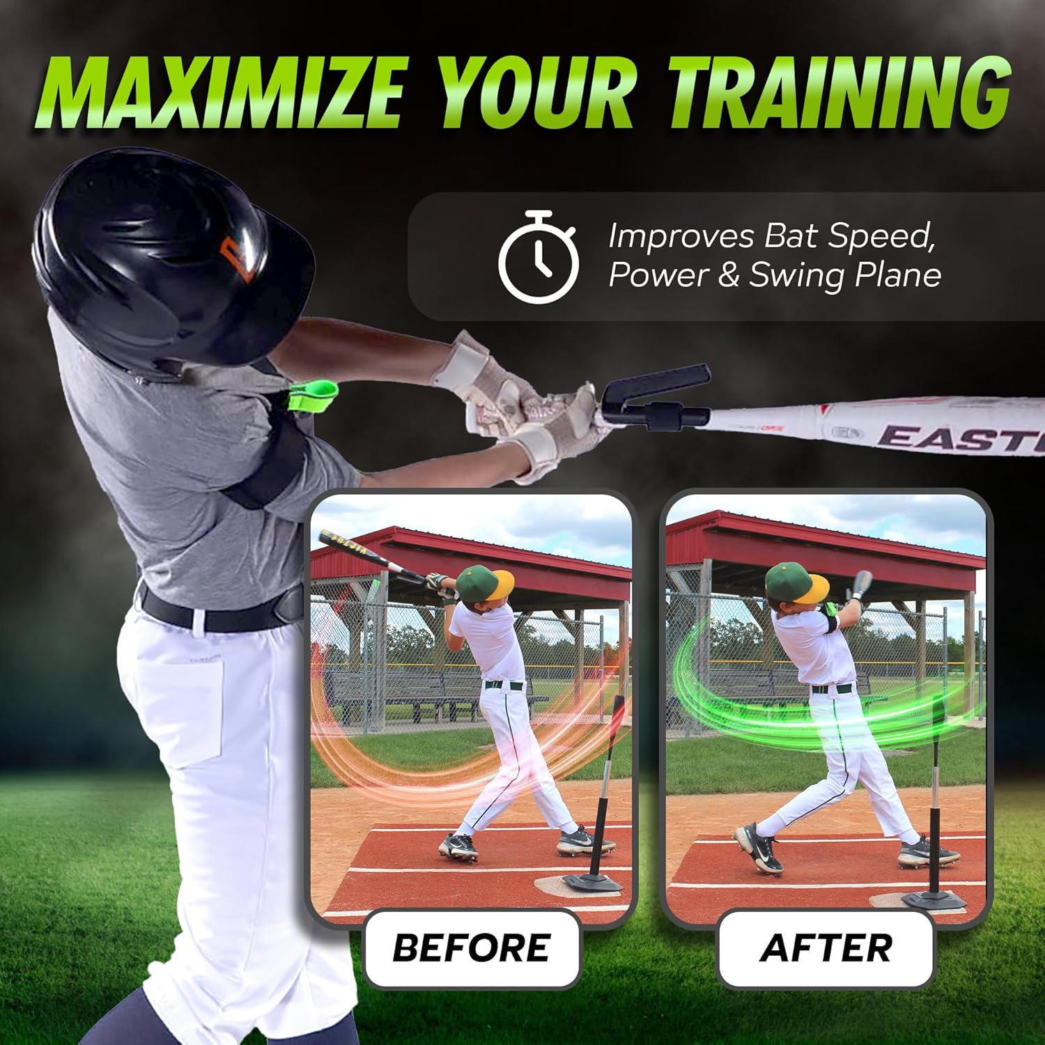 SWINGRAIL Baseball/Softball Hitting Trainer – Swing Trainer Aid for Batting & Hitting Practice – Baseball Training Equipment to Improve Bat Speed, Swi