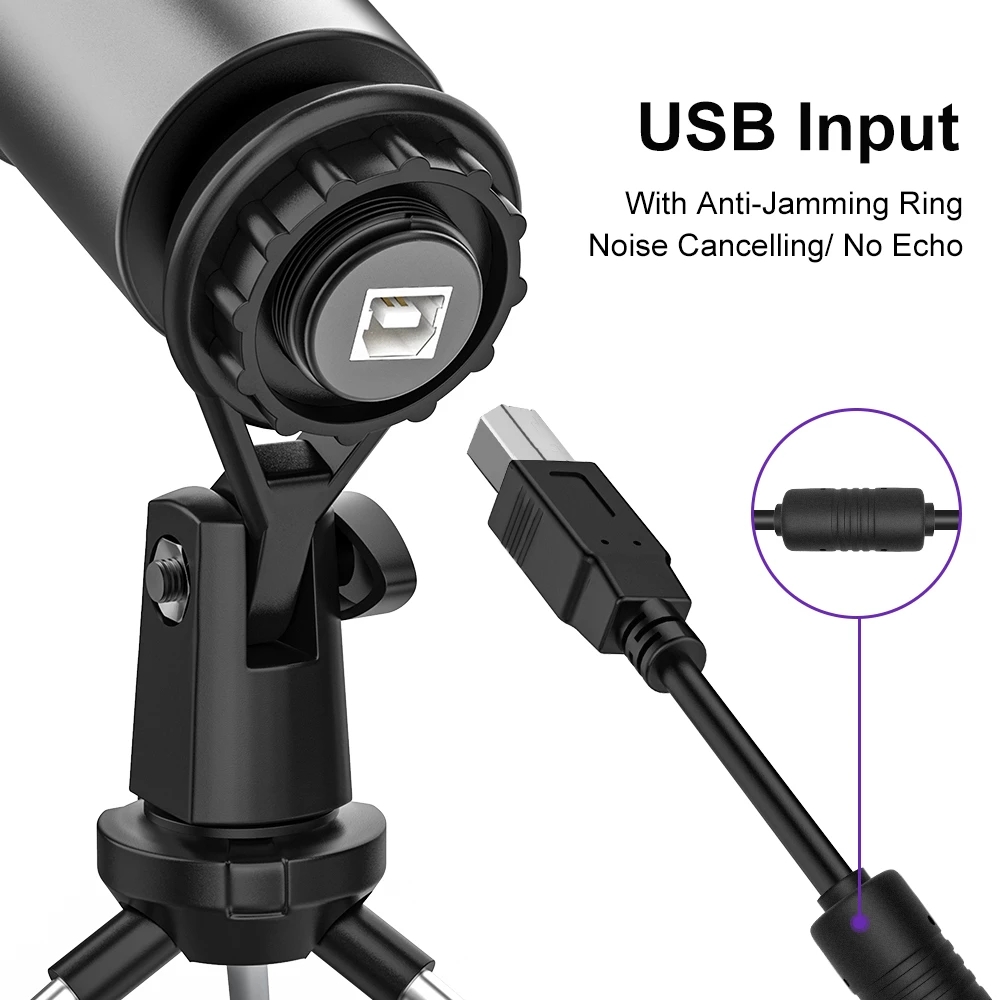 USB Condenser Microphone for PC Professional USB Microphone for Computer Laptop Gaming Streaming Recording Studio YouTube Video