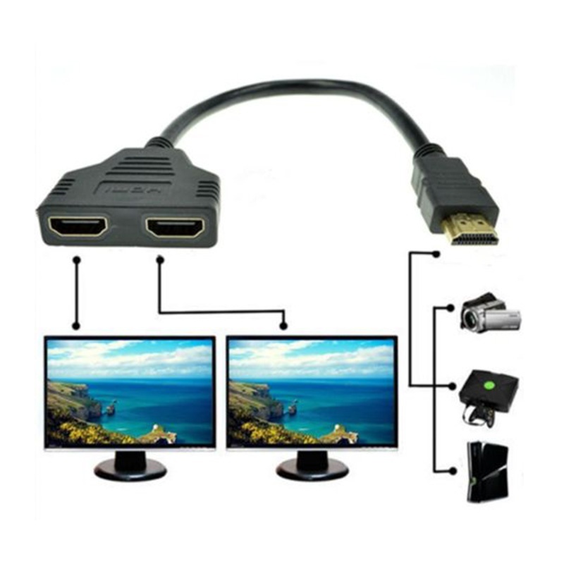 1080P HDMI Port Male to 2 Female 1 In 2 Out Splitter Cable Adapter Converter