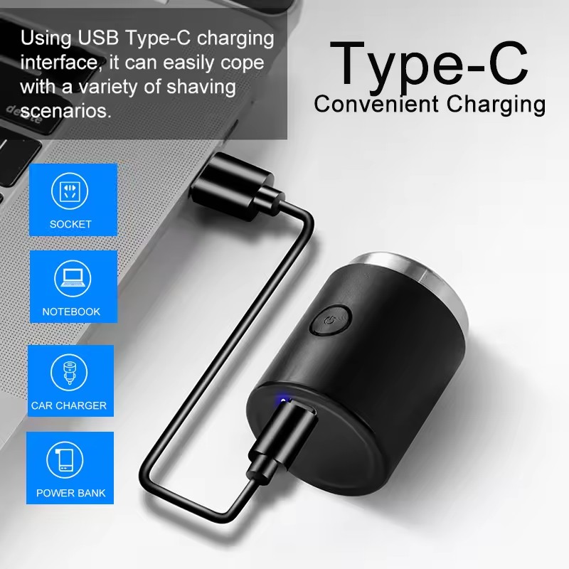 Men's electric shaver supports TYPE-C charging. Two styles are convenient to carry and powerful