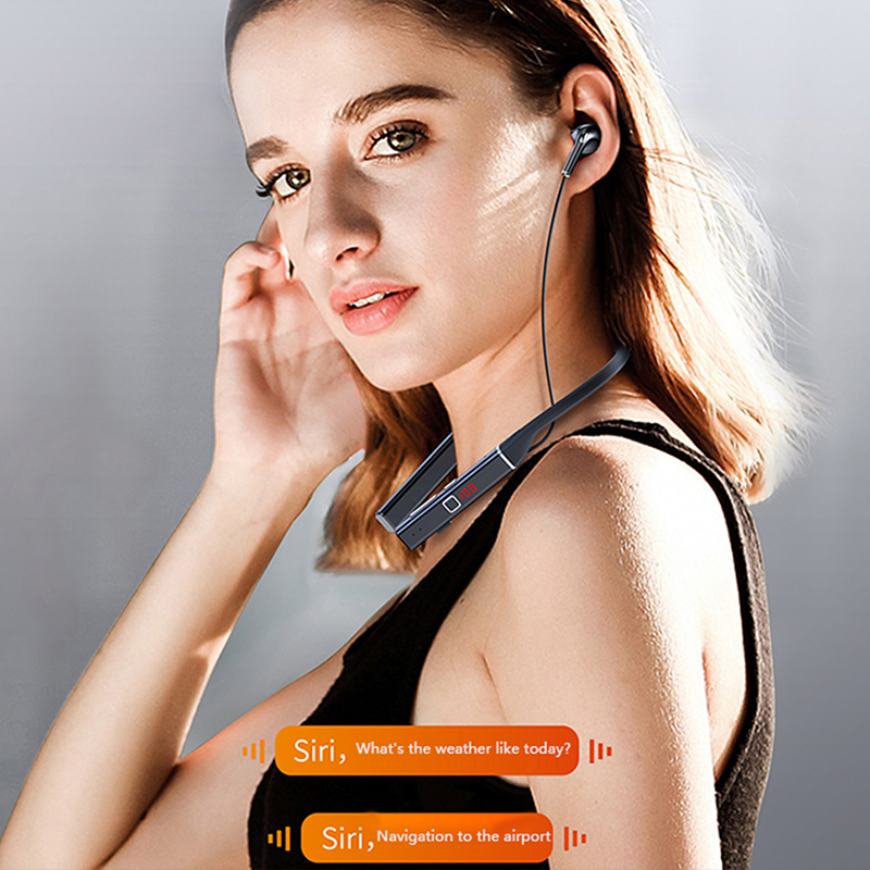 100 hours TWS Wireless Magnetic Neckband Headphone Earphone IPX3 Sport Headset Waterproof Noise Cancelling Microphon
