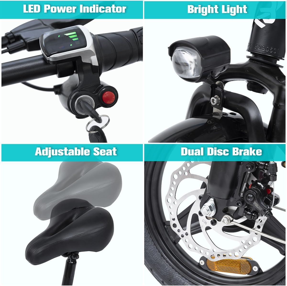 Bodywel Electric Bike for Adults, 14" Mini Foldable Ebike, 400W Peak Motor, 20 MPH, 25 Miles Range, City Commuter