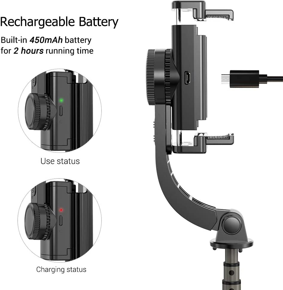 Gimbal Stabilizer 360° Rotation Selfie Stick Tripod with Bluetooth Wireless Remote Portable Phone Holder Auto Balance