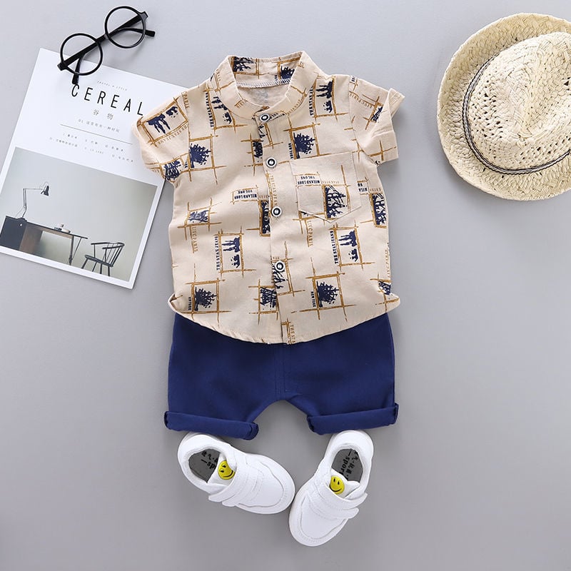 Casual Set Toddler Kids Boys Whale Shirt Tops+Shorts Set Outfits Clothes 2PCS