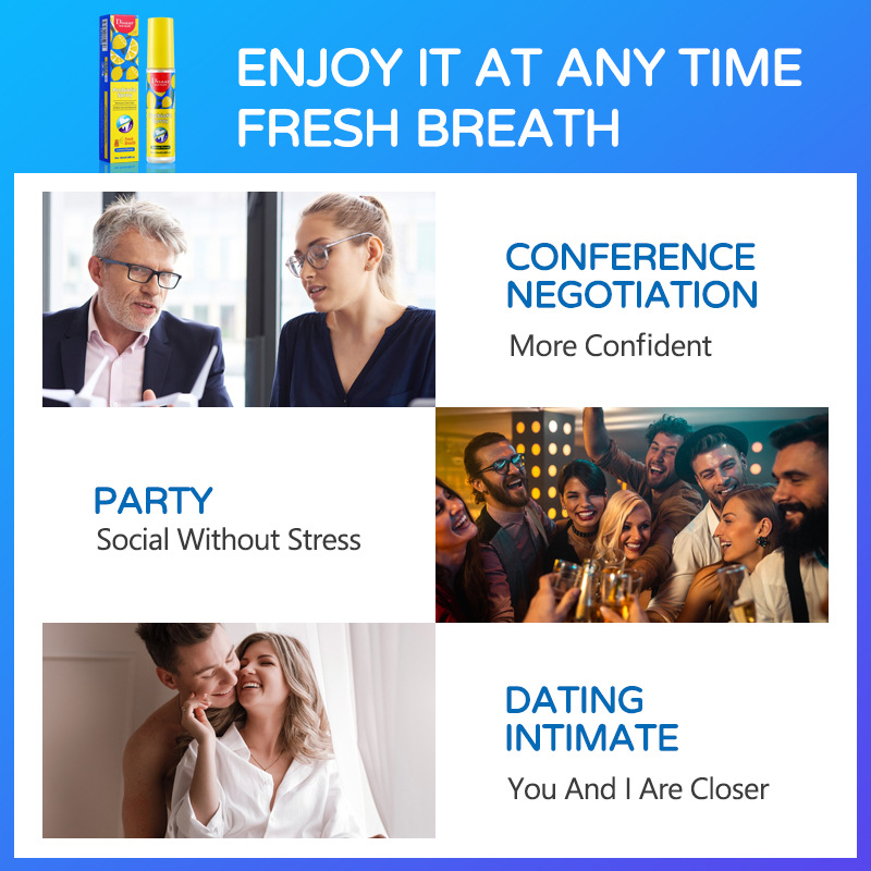 20ML Breath Freshener Spray Lemon Grape Mint Flavor Artifact Female Male Portable Breath Kissing Mouth Spray Cleaning Spray