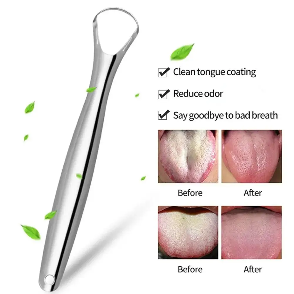 Stainless Steel Tongue Scraper Metal Cleaner Eco-friendly Breath & Care Reusable Oral Fresh Brush