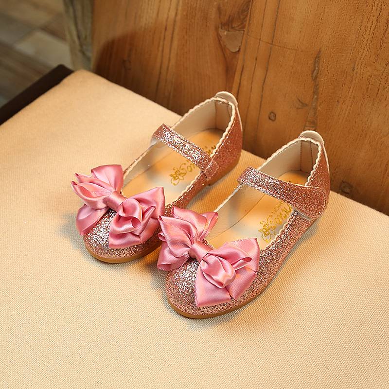 Little girl bow single shoes new spring and summer autumn models children's princess Performance dancing shoes size 21-36