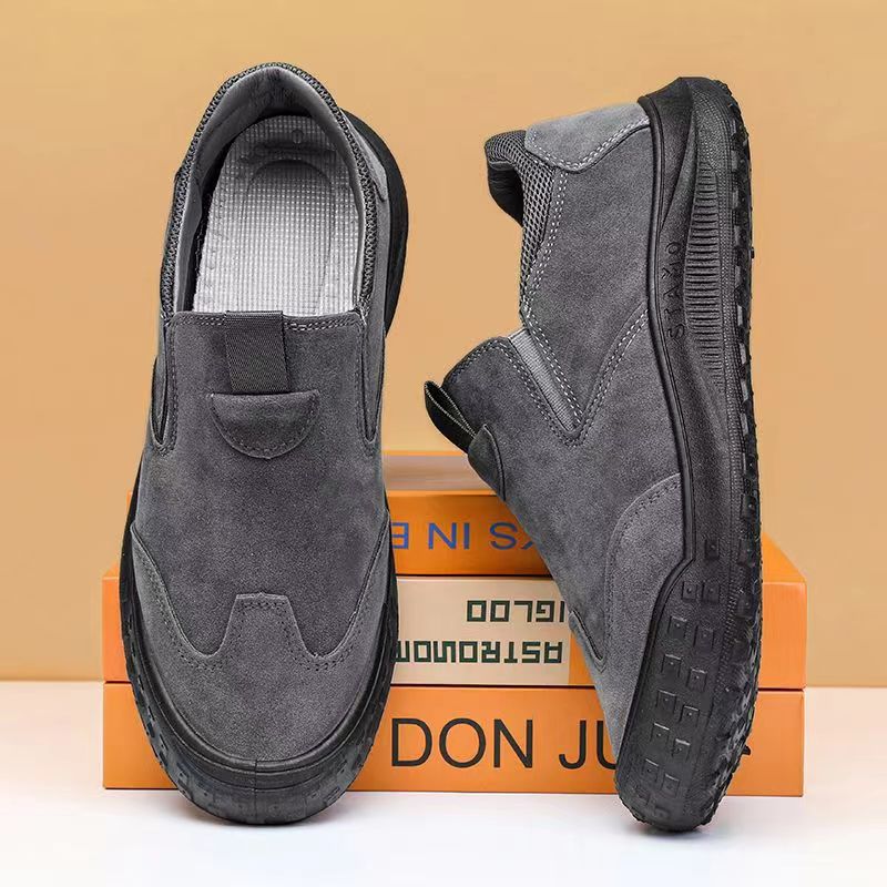 Labor protection shoes, men's popular waterproof leather boots, men's outdoor anti slip and wear-resistant casual work shoes