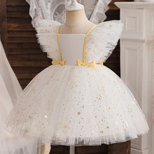 Vintage Girl Party Dress Baby 1st Birthday Baptism Vestido Embroidery Floral Bow Tutu Gown Girls Princess Wedding Evening Dress