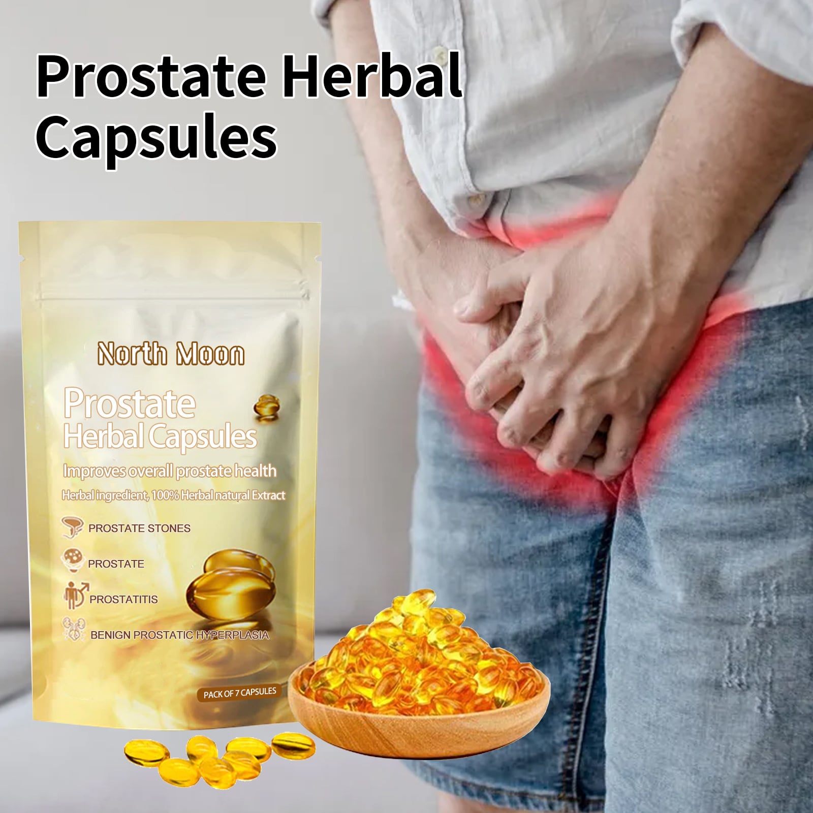 7pcs Prostate Treatment Prostatitis Capsules Prostate Enlarged Cure Supplement CFDA Approved