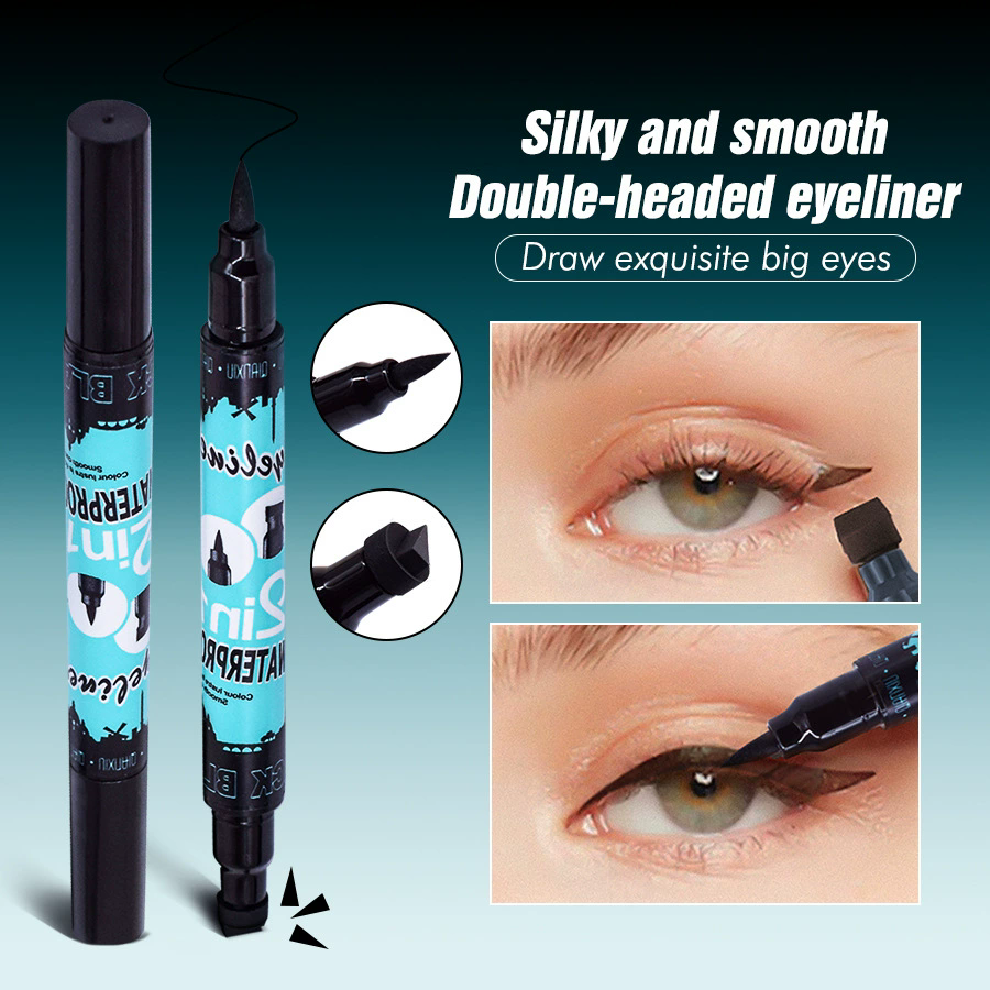 1PCS Thick black double head seal eyeliner two in one waterproof eyeliner