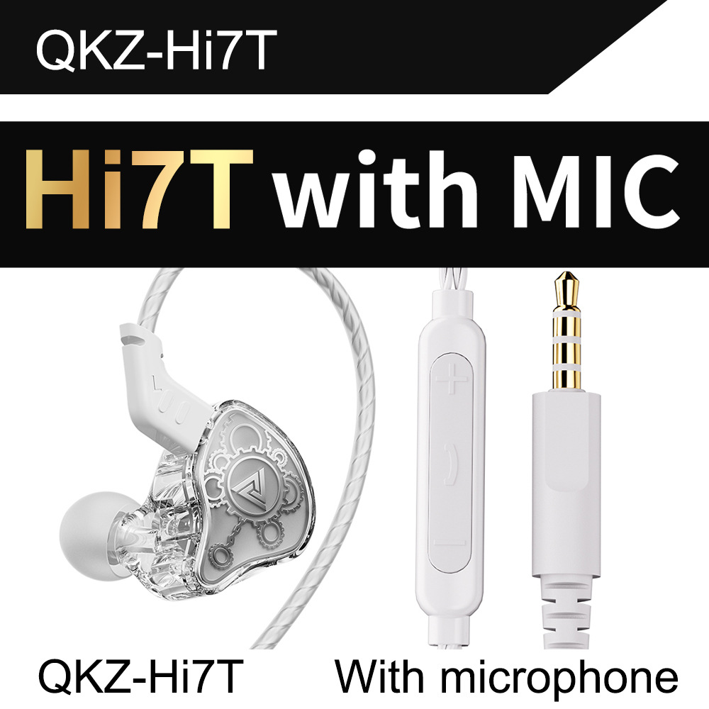 Original QKZ Hi7T In-ear Earphones Professional Dynamic Driver HiFi Acoustios Mointor Music Game Headset 3.5MM AUX With MIC