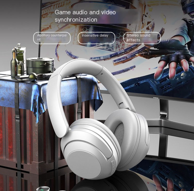 Bass Music 15 Hours Play True Wireless Headphones Fold Bluetooth Headset BT5.3 Big Earmuffs Earphone with Mic Full Pack Helmet