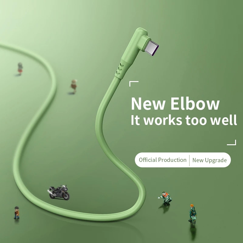 2M 90 Degree Elbow 5A Type C Cable Fast Charging Charger USB Cable for Huawei P40 Xiaomi Redmi Mobile Phone Accessories Usb C Ca