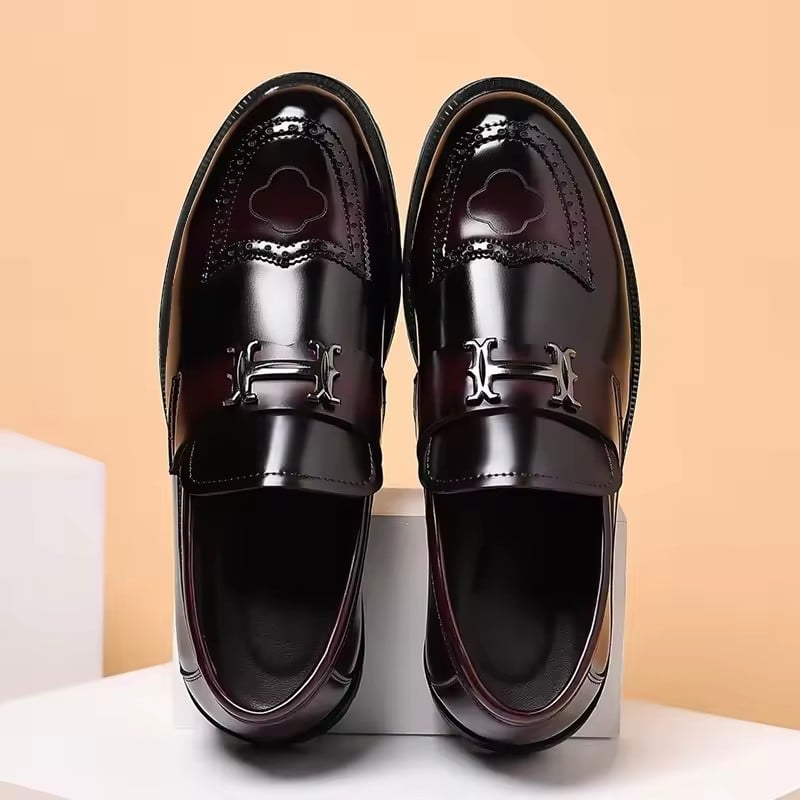 Open bead matte craft leather shoes with men's polished dual tone upper and men's shoe cover
