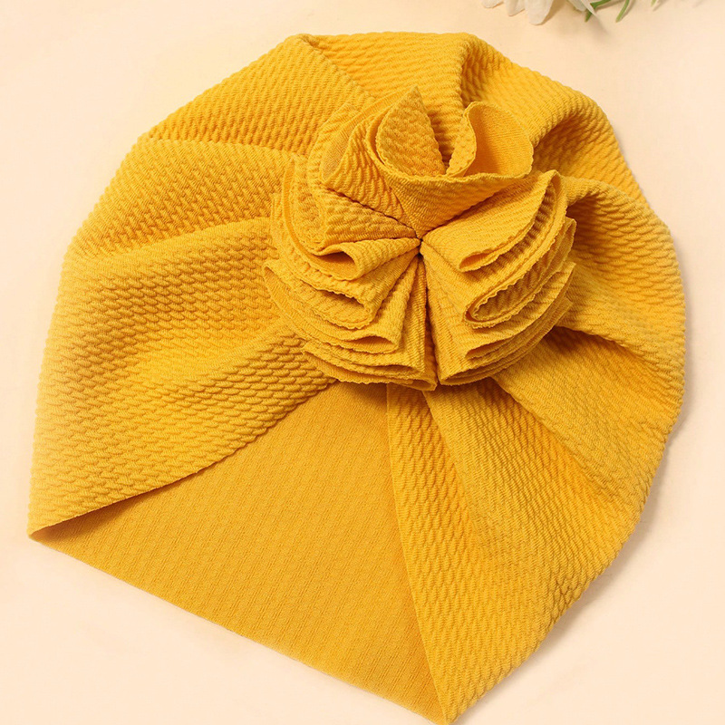 Cute Flower Baby Girl Indian Hat Solid Color Newborn Infant Cap Beanies Headwrap Kids Hat Turban Bonnet