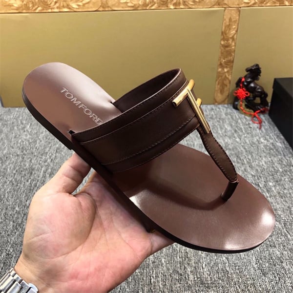 TOMFORD men's genuine leather flip flops