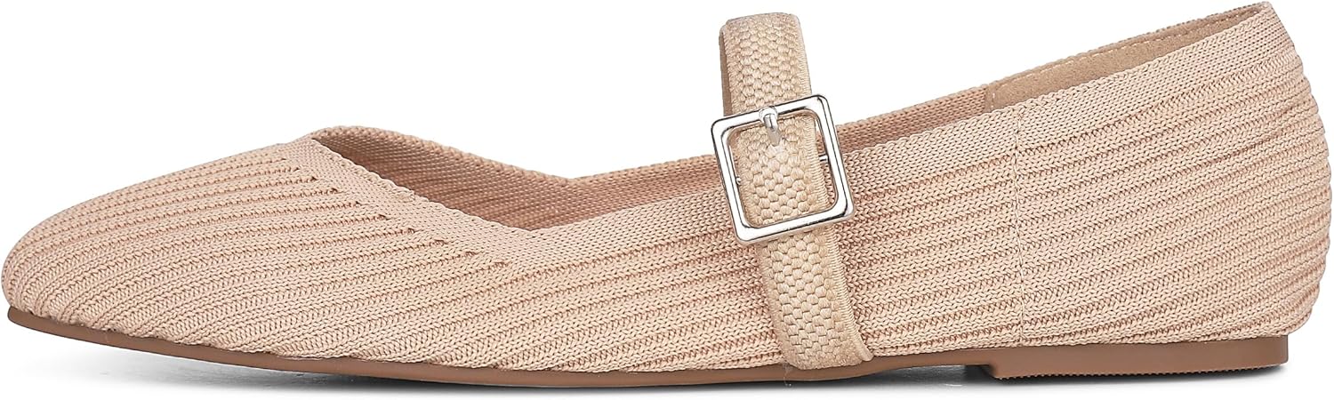 CELNEPHO Flats for Women Mary Jane Shoes Ballet Flats Shoes Square Toe with Ankle Strap Dressy Comfortable Office Shoes