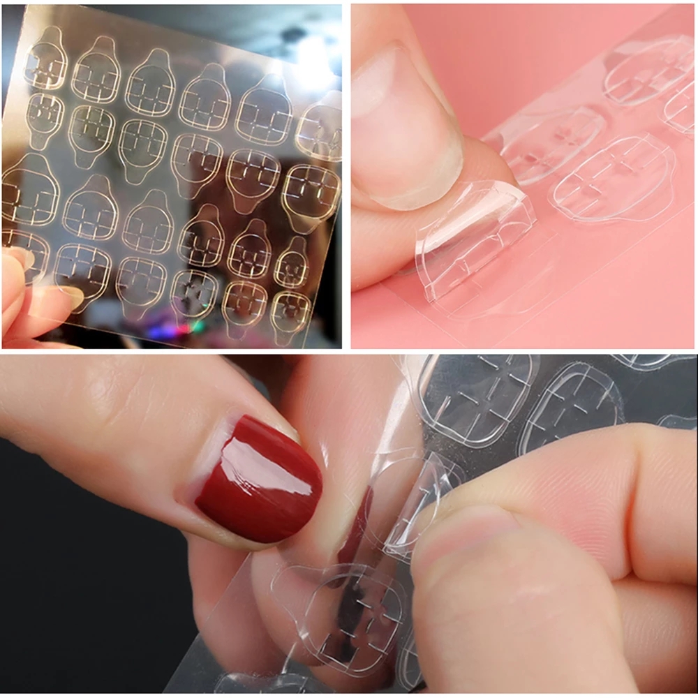 240pcs 10 Sheets Fake Nails Tips Double Sided False Nail Art Adhesive Tape Glue Sticker DIY Profissional Fake Press on Nails