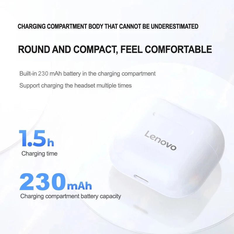 Original Lenovo LP40 TWS Wireless Earphone Bluetooth 5.0 Dual Stereo Noise Reduction Bass Touch Control Long Standby 300mAH