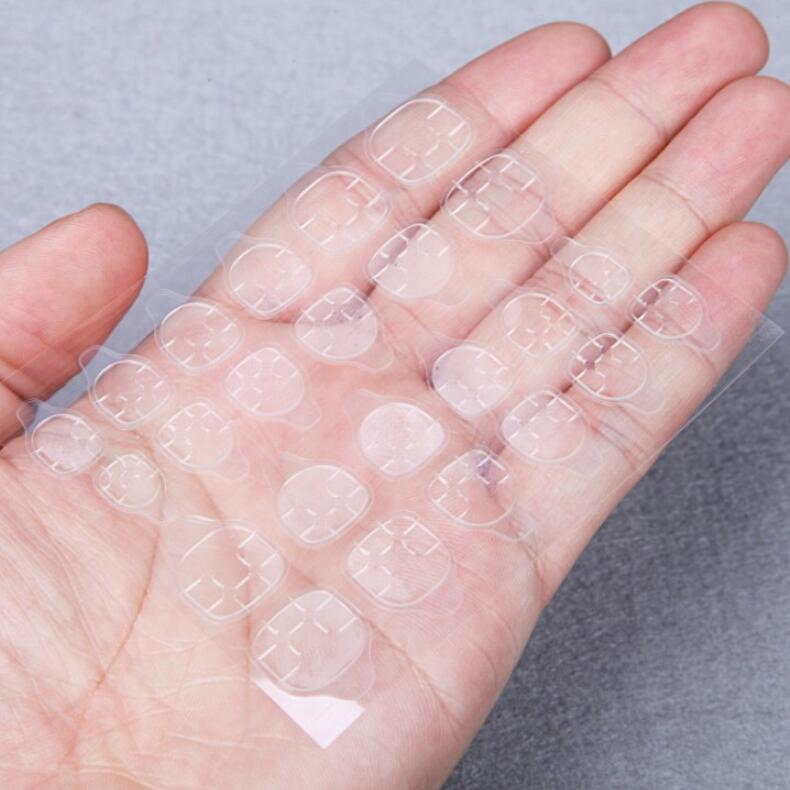 72Pcs/Lot Transparent Double Side Adhesive Tapes Glue Sticker False Nail Extension Stick Tools Jelly Glue Invisible Nail Patch &