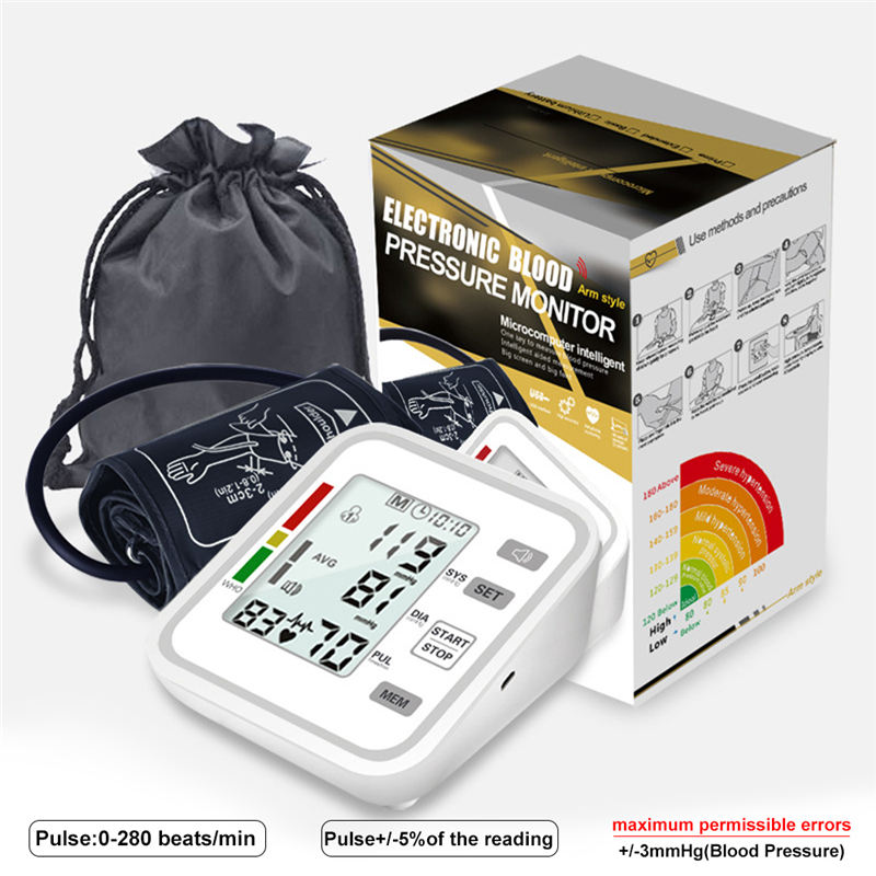 Automatic Tonometer Digital Blood Pressure Monitors for Measuring Arterial Pressure Cuff Sphygmomanometer Upper Arm