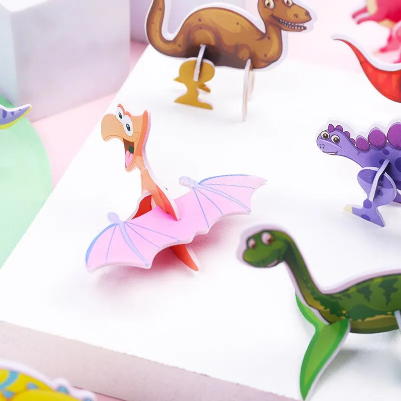 40Pcs Children Paper Dinosaur 3D Puzzle DIY Cute Cartoon Dinosaur Modeling Animal Model Toy