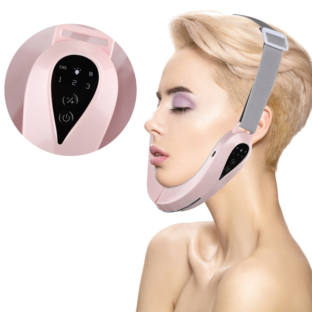 Facial Massager V-Line Lift Up Belt Red Blue Light Face Slimming Vibration Massager Face Lifting Device Reduce Double Chin